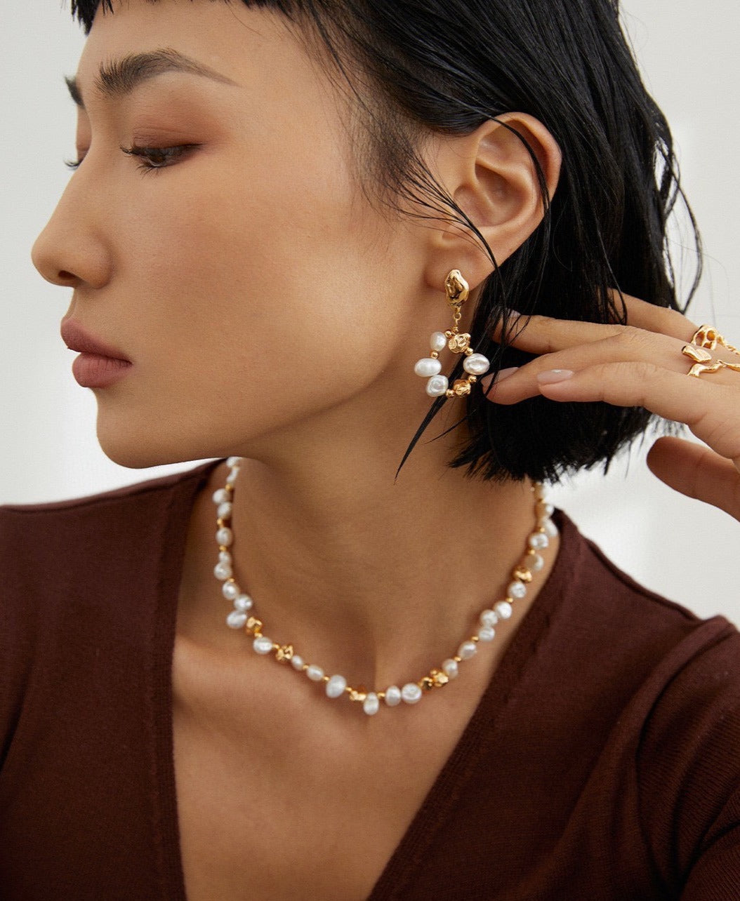 Baroque Pearl Natural Pearl Sterling Silver Jewelry_Ros'Choice Jewelry