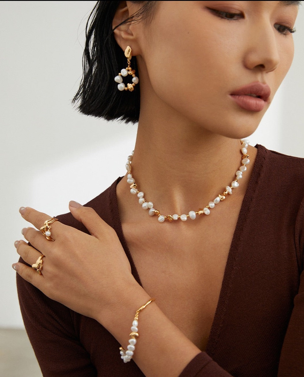 Baroque Pearl Natural Pearl Sterling Silver Jewelry_Ros'Choice Jewelry