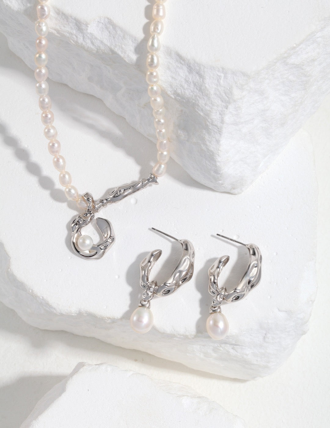 Scarf Design Sterling Silver Pearl Jewelry_Ros'Choice Jewelry